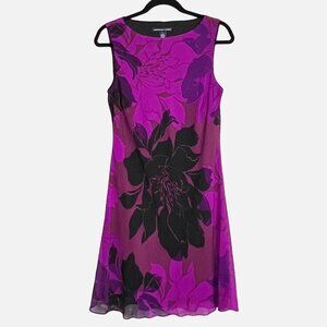 American Living Women's Floral Purple, Fuchsia & Black Sleeveless Dress Size 10